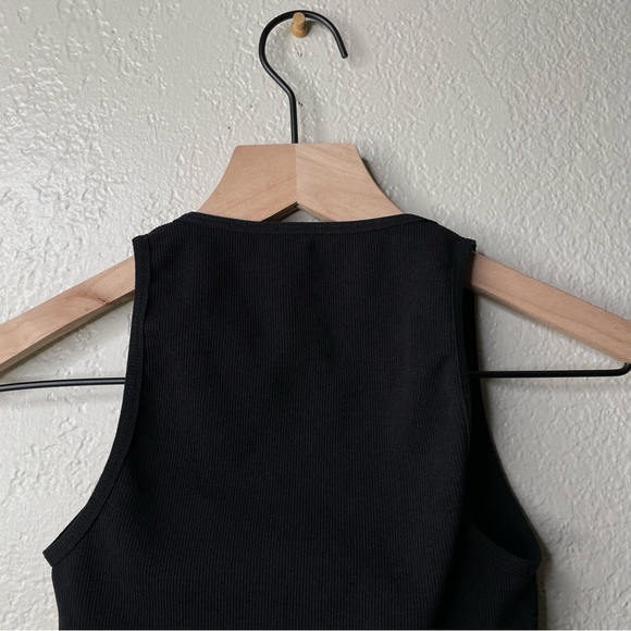 Intimately Free People Black Ribbed Crop Top V Neckline Seamless Tank - Picture 7 of 11